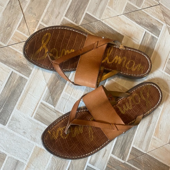 Sam Edelman Women’s 9.5 M Brown Leather Kell Thong Slide Sandals - Picture 2 of 5